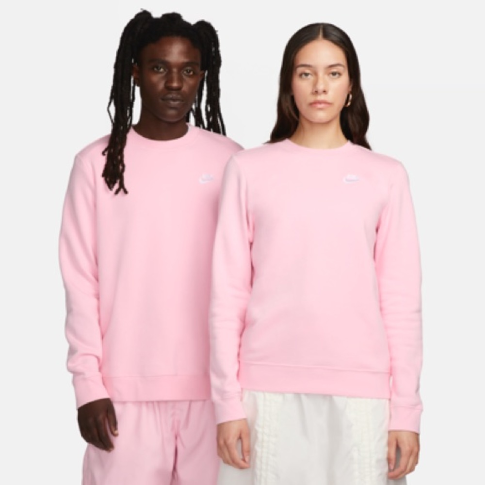 nike sportswear club fleece soft pink unisex crewneck